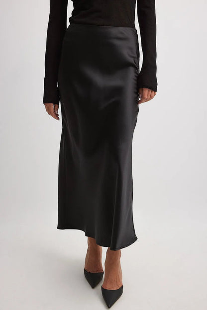 Satijnen Rok Hoge Taille Elegante Leona Stijl