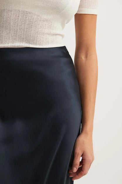 Satijnen Rok Hoge Taille Elegante Leona Stijl