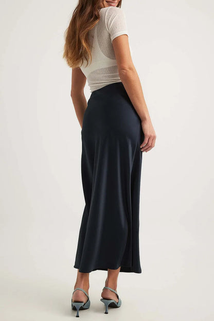 Satijnen Rok Hoge Taille Elegante Leona Stijl