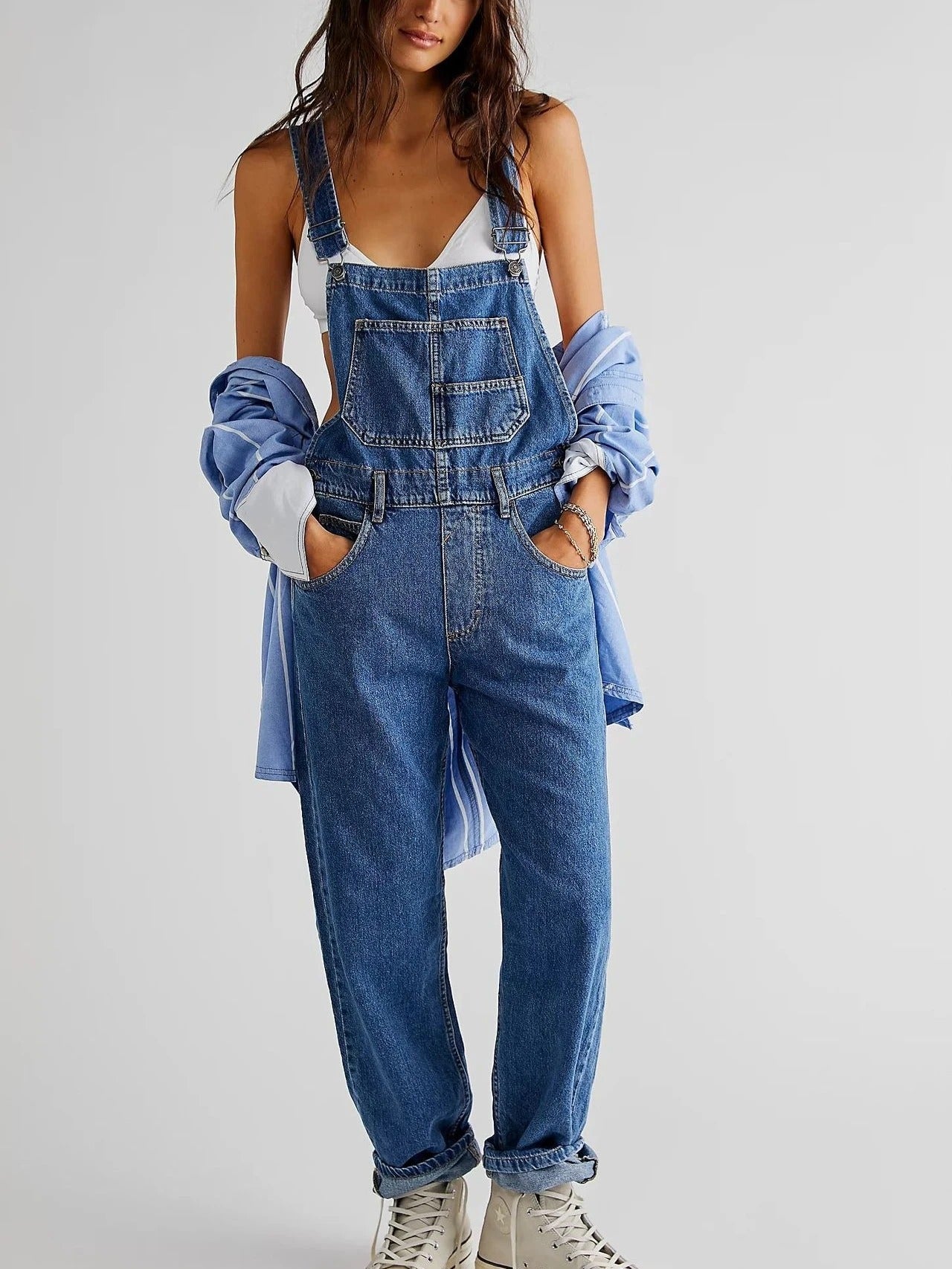 Dames Tuinbroek Blauw Denim Trendy Stijl - Mode Vibes