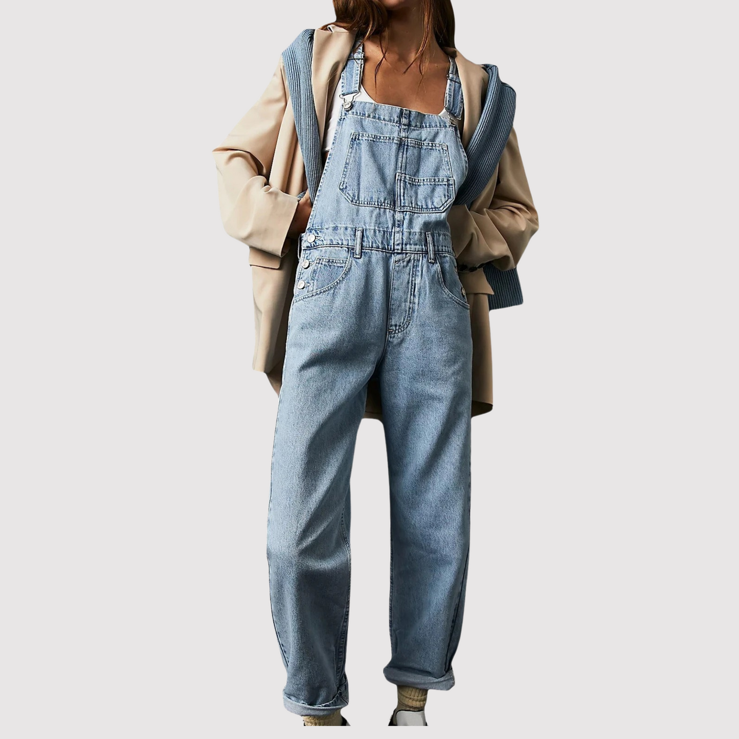 Dames Tuinbroek Blauw Denim Trendy Stijl