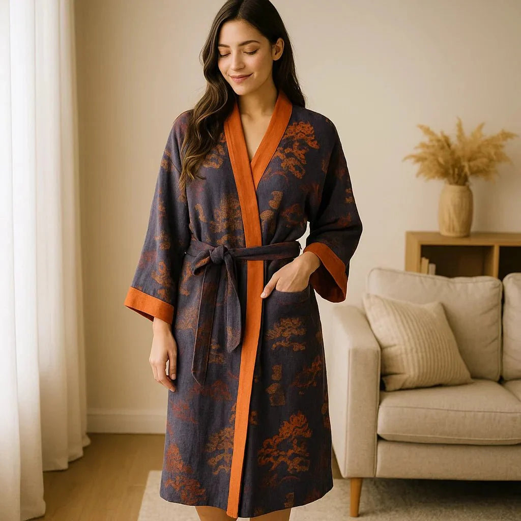 Zachte Kimono Jas van Katoen met Elegante Stijl - Mode Vibes