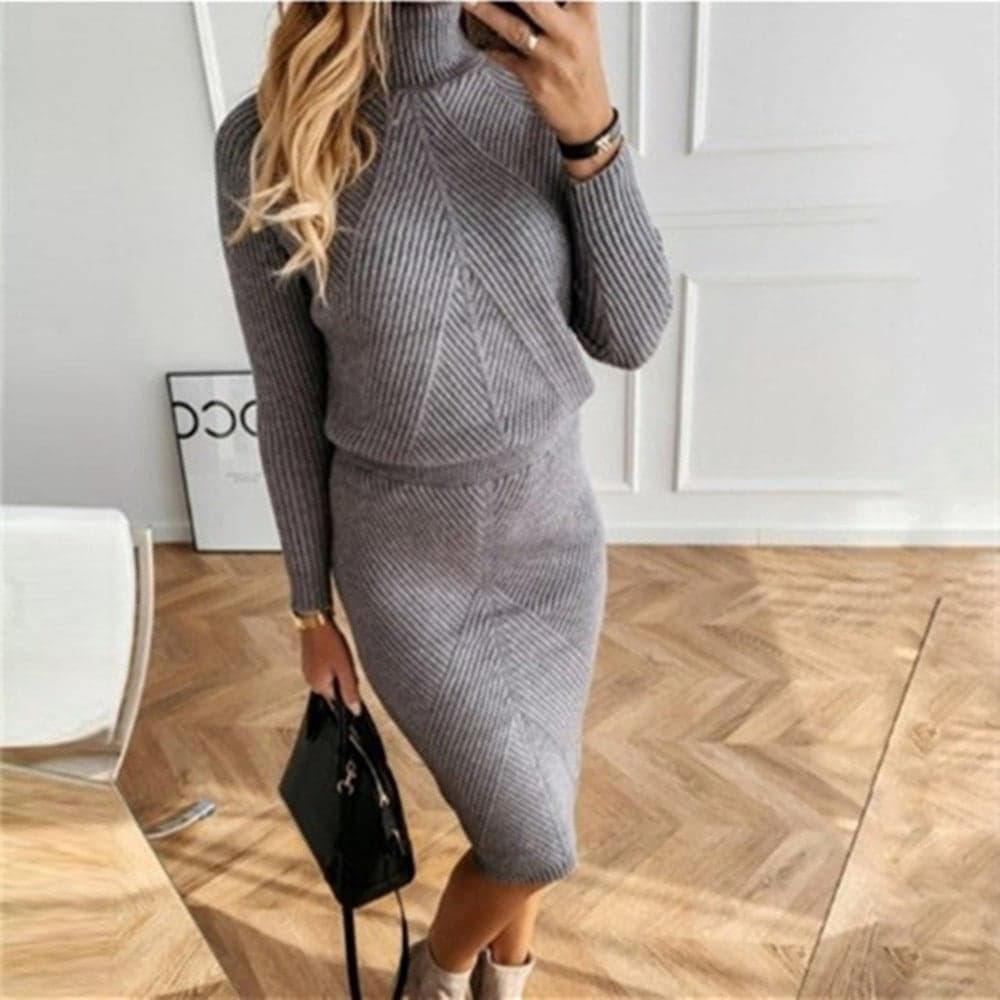 Gebreide Set Trui en Rok Comfortabel Casual - Mode Vibes