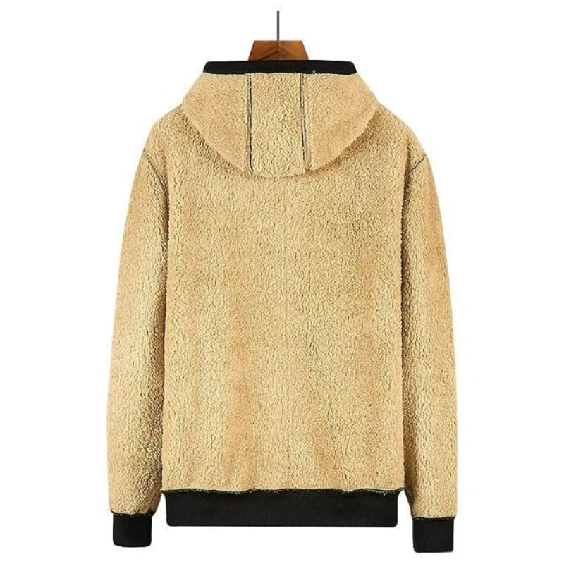 Sherpa | Wollen herenvest met capuchon in de kleur Legergroen voor heren in Lounge stijl ideaal voor de herfst.