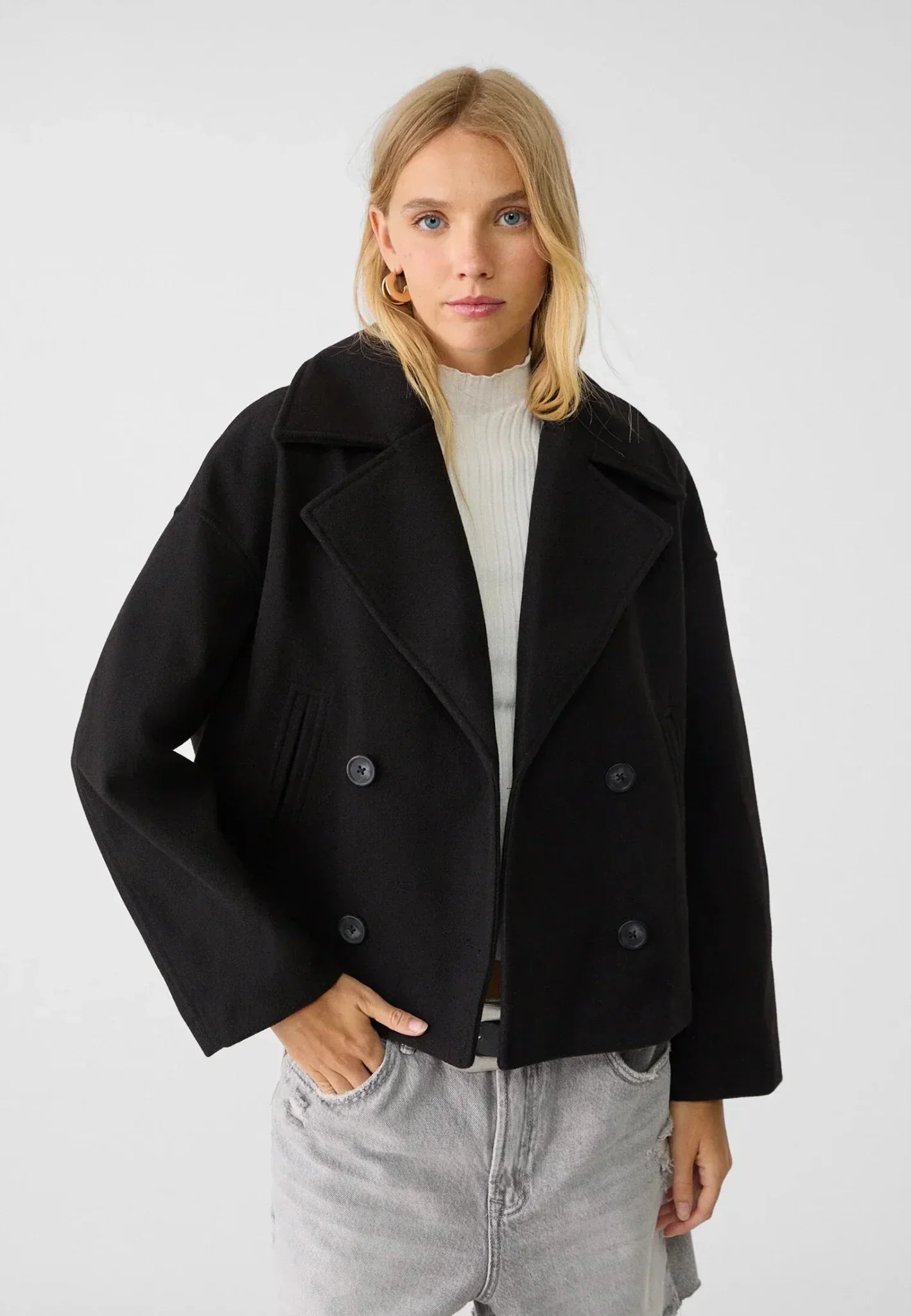Dames Korte Jas Double Breasted Warm en Stijlvol