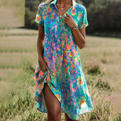 Sienna | Abito Estivo Boho Chic – Tessuto Sintetico, Stampa Floreale-1