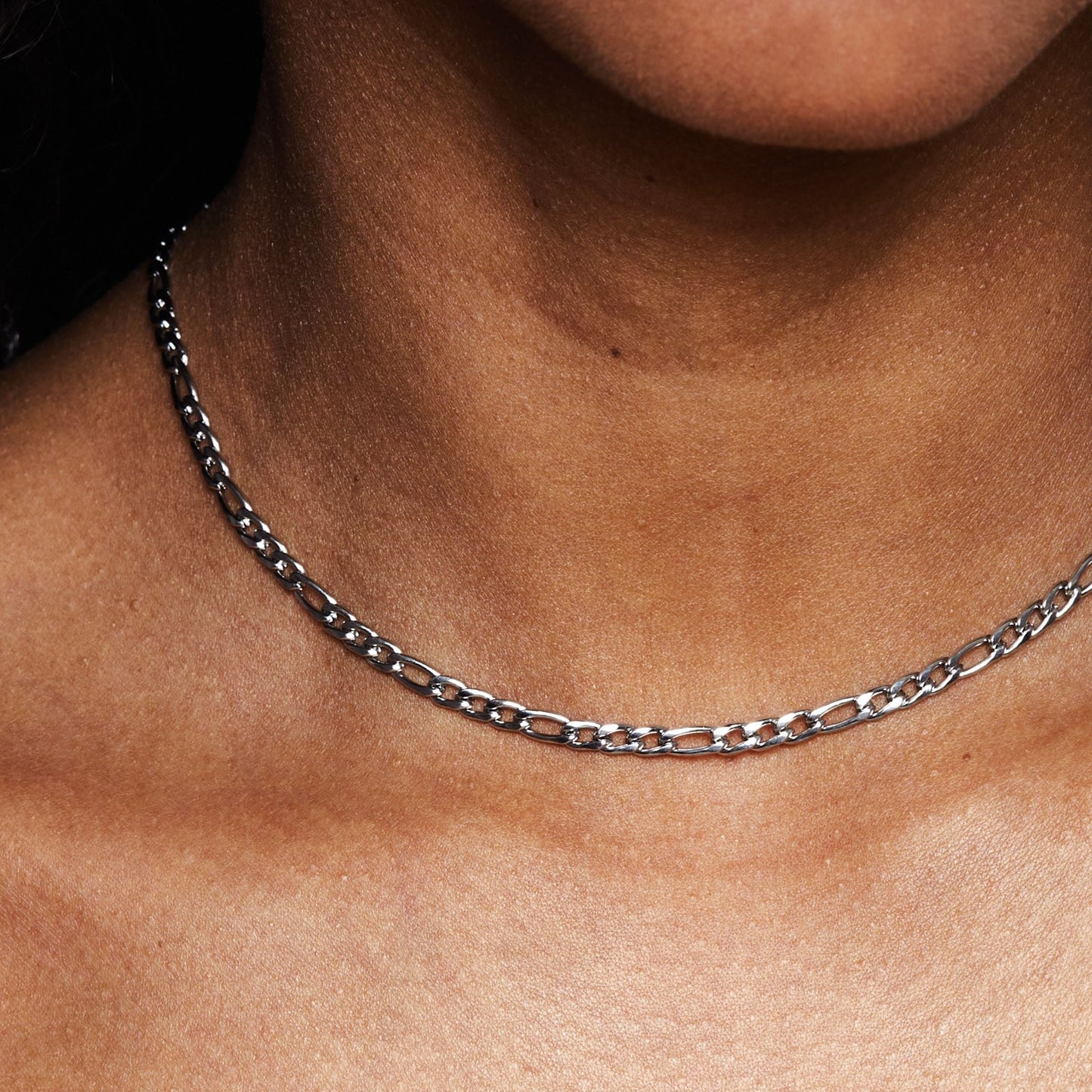 Eenvoudige Choker Zilveren Halsketting Minimalistisch Design