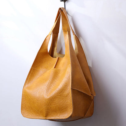Dames Grote Faux Leren Schoudertas Vintage Stijl