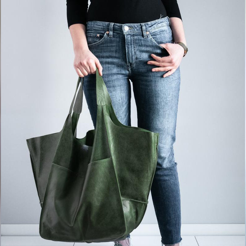 Dames Grote Faux Leren Schoudertas Vintage Stijl
