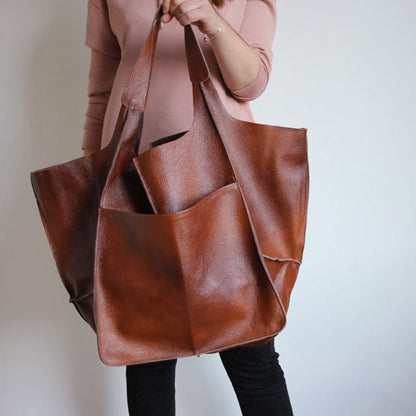 Dames Grote Faux Leren Schoudertas Vintage Stijl