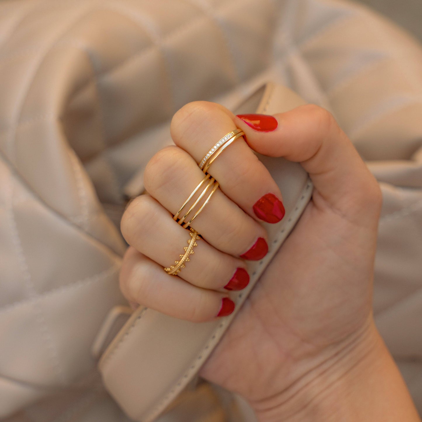 Zirkonia Ring Dubbel Sienna Goud Kleur