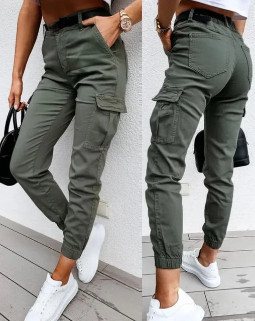 Hoge Taille Cargo Broek voor Vrouw - Mode Vibes