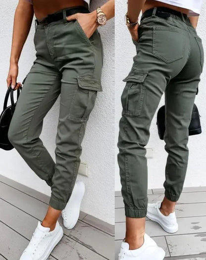 Hoge Taille Cargo Broek voor Vrouw - Mode Vibes