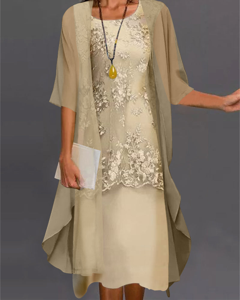 Elegante Jurk Tweedelig Chiffon Zomerjurk - Mode Vibes