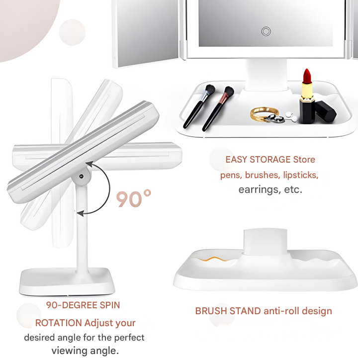 LED Make-up Spiegel met Driedubbele Verlichting en Dimbare Optie