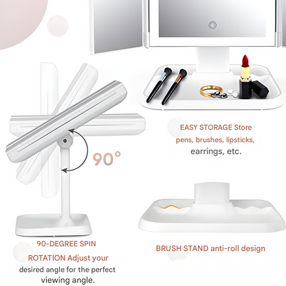 LED Make-up Spiegel met Driedubbele Verlichting en Dimbare Optie