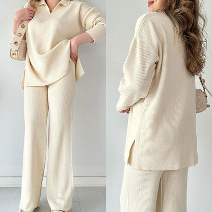 Dames Set Elegant V-hals Met Zijsplit - Mode Vibes
