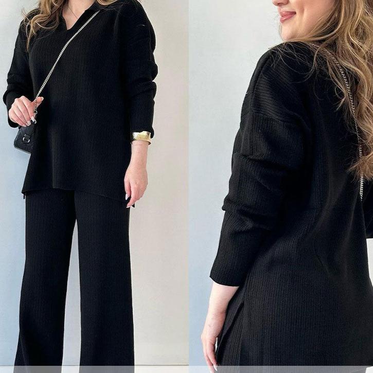 Dames Set Elegant V-hals Met Zijsplit