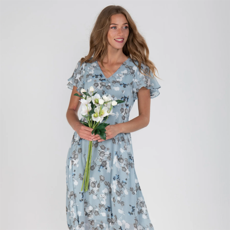 Maxi Jurk Bloemenprint Vlindermouwen Zomerjurk voor Vrouw