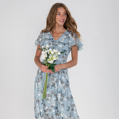 Maxi Jurk Bloemenprint Vlindermouwen Zomerjurk voor Vrouw