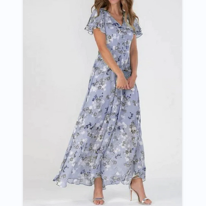 Maxi Jurk Bloemenprint Vlindermouwen Zomerjurk voor Vrouw