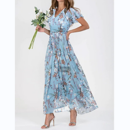 Maxi Jurk Bloemenprint Vlindermouwen Zomerjurk voor Vrouw
