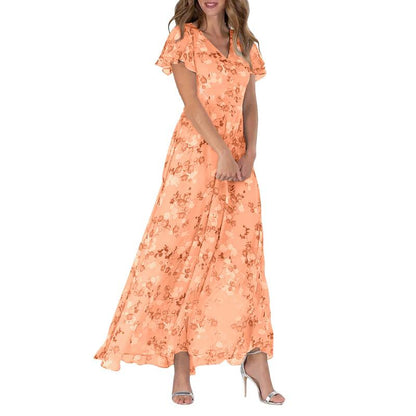 Maxi Jurk Bloemenprint Vlindermouwen Zomerjurk voor Vrouw