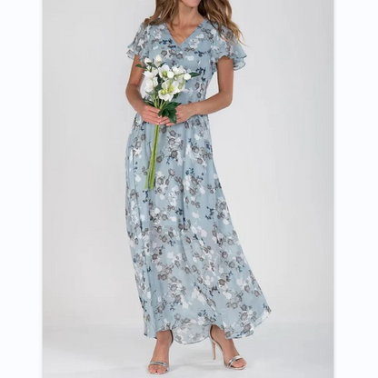 Maxi Jurk Bloemenprint Vlindermouwen Zomerjurk voor Vrouw