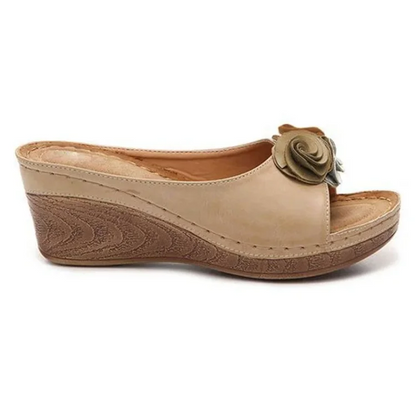 Leren Sandalen Orthopedisch met Bloemen Hak