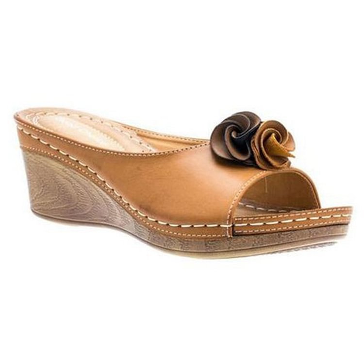 Leren Sandalen Orthopedisch met Bloemen Hak