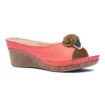 Leren Sandalen Orthopedisch met Bloemen Hak