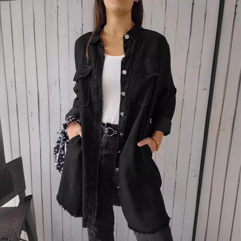 Vrouwelijk Faux Denim Overhemd Comfortabel - Mode Vibes