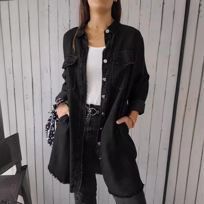 Vrouwelijk Faux Denim Overhemd Comfortabel - Mode Vibes