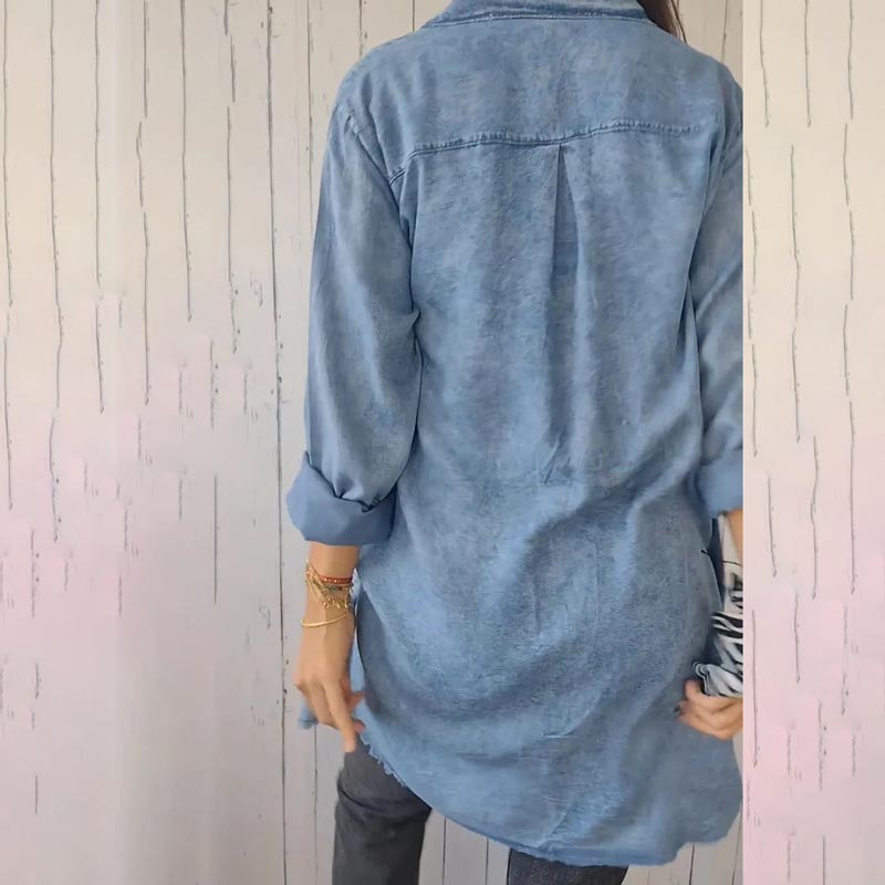 Vrouwelijk Faux Denim Overhemd Comfortabel