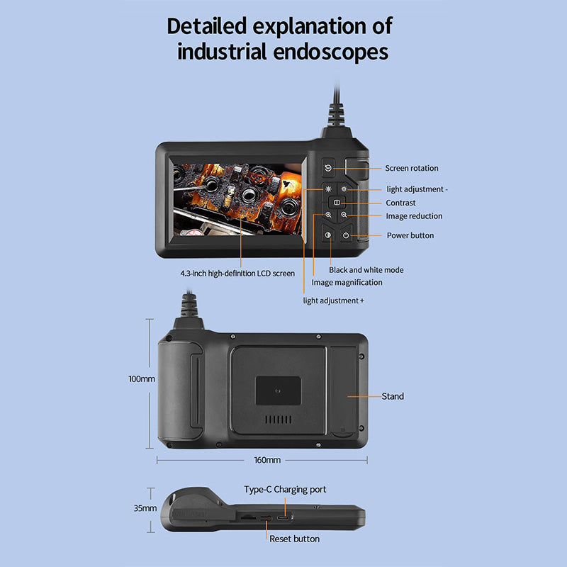 Inspectie-Endoscoop HD met Scherm en LED Verlichting