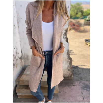 Elegante Lange Mouw Vest met Blazer Kraag