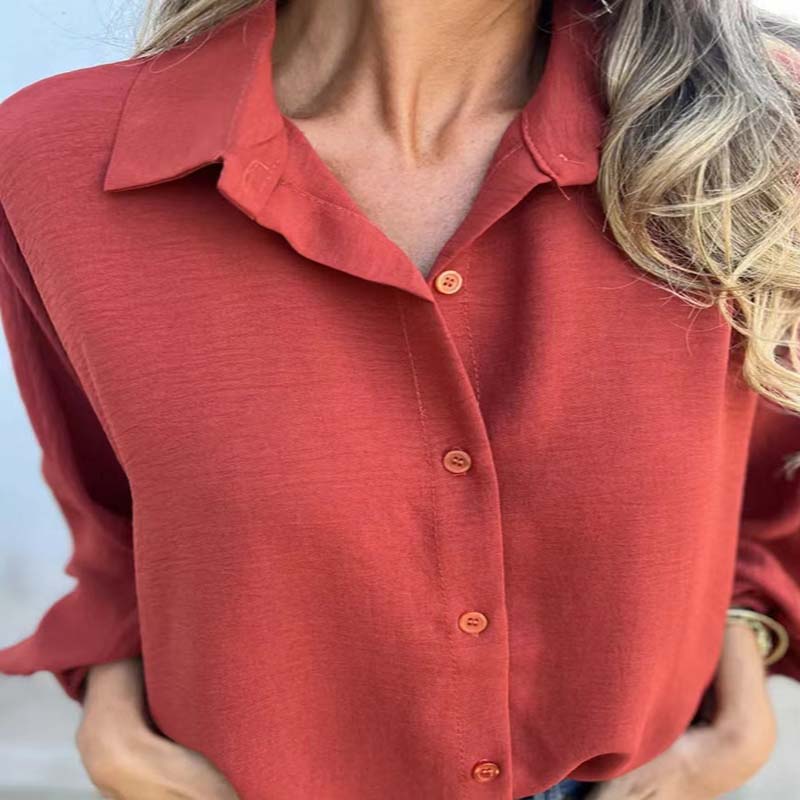 Zijdezachte Blouse met Knoopsluiting Elegante Vrouwelijke Stijl