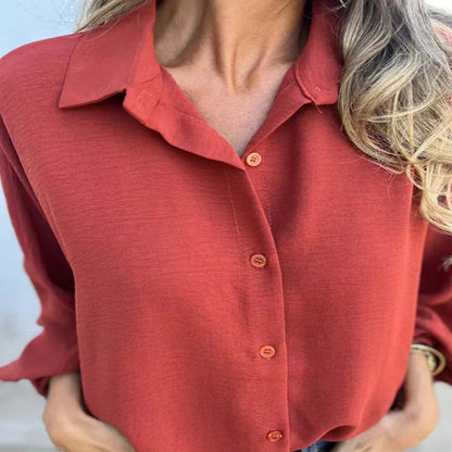 Zijdezachte Blouse met Knoopsluiting Elegante Vrouwelijke Stijl