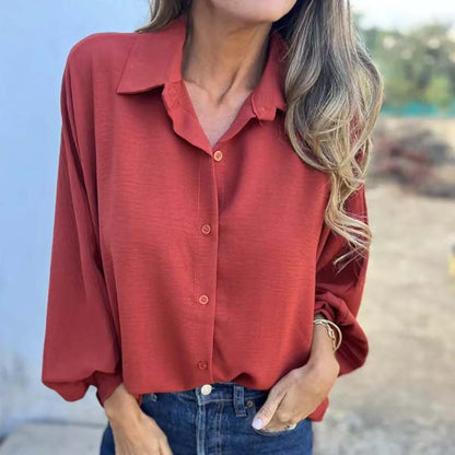 Zijdezachte Blouse met Knoopsluiting Elegante Vrouwelijke Stijl