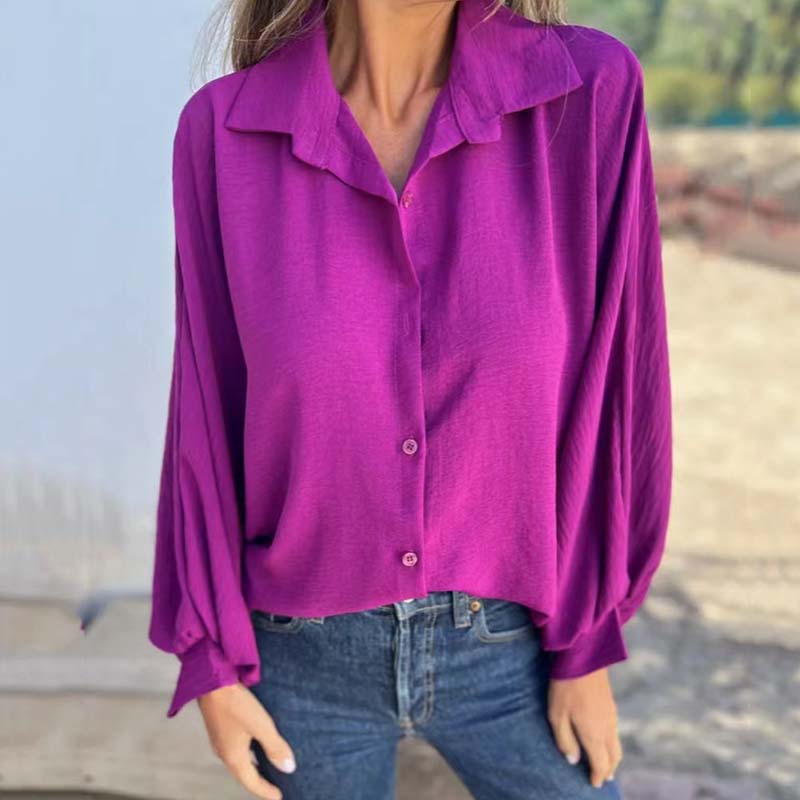 Zijdezachte Blouse met Knoopsluiting Elegante Vrouwelijke Stijl