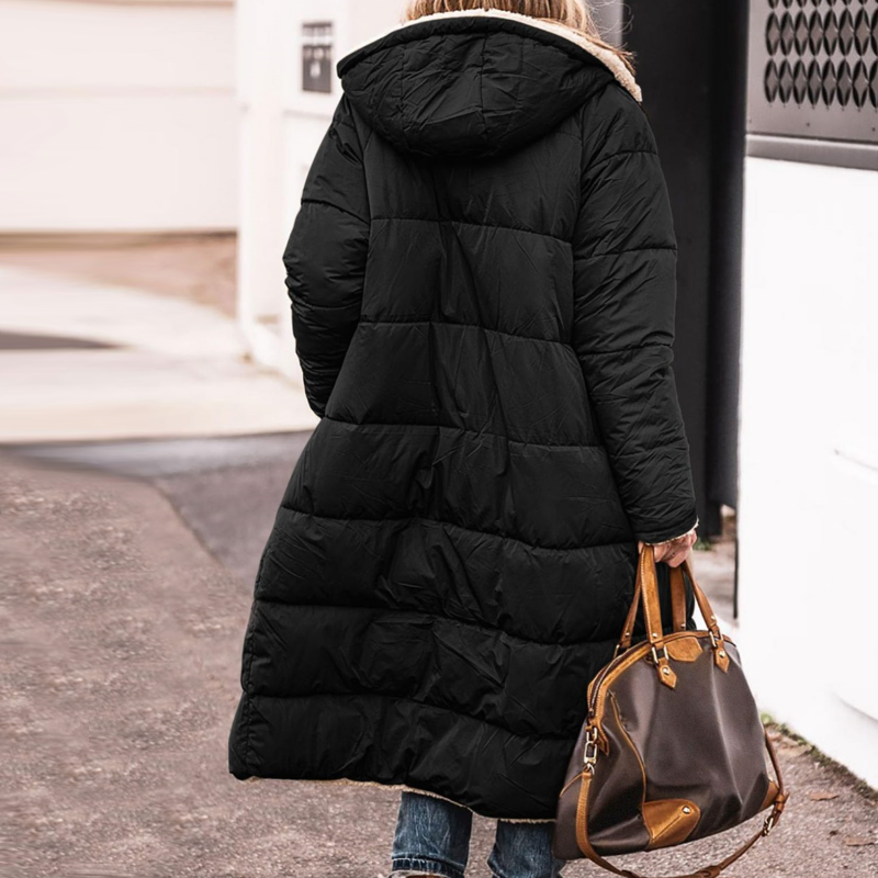 Warme Winterjas met Teddyvoering Lange Pelsjas voor Vrouw