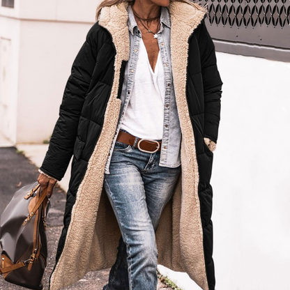 Warme Winterjas met Teddyvoering Lange Pelsjas voor Vrouw - Mode Vibes
