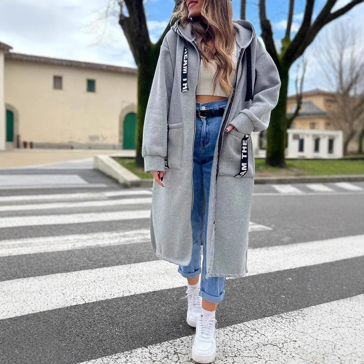 Damesjas Lange Casual Open Voorzijde Zwart - Mode Vibes