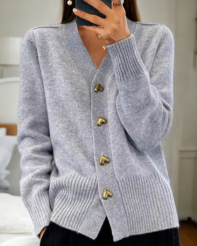 Dames Elegant Vest Met Hartvormige Knopen - Mode Vibes
