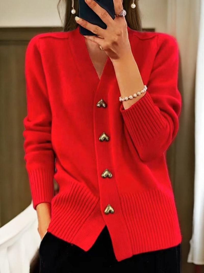 Dames Gebreid Vest met Knopen – Effen Kleur – Ideaal voor Herfst en Winter