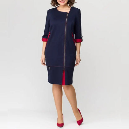 Elegante Jurk met Contrasterende Details Aurora Stijl