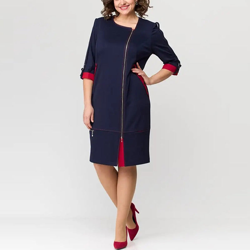 Elegante Jurk met Contrasterende Details Aurora Stijl - Mode Vibes