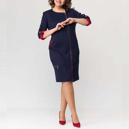 Elegante Jurk met Contrasterende Details Aurora Stijl