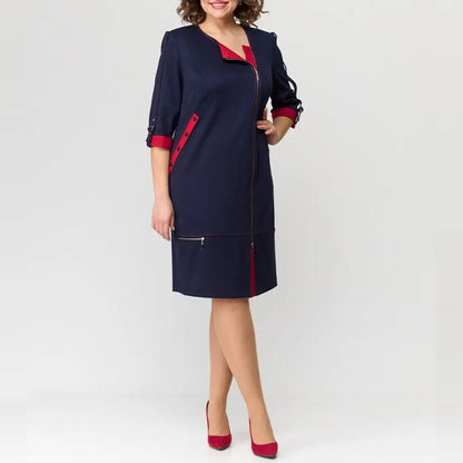 Elegante Jurk met Contrasterende Details Aurora Stijl