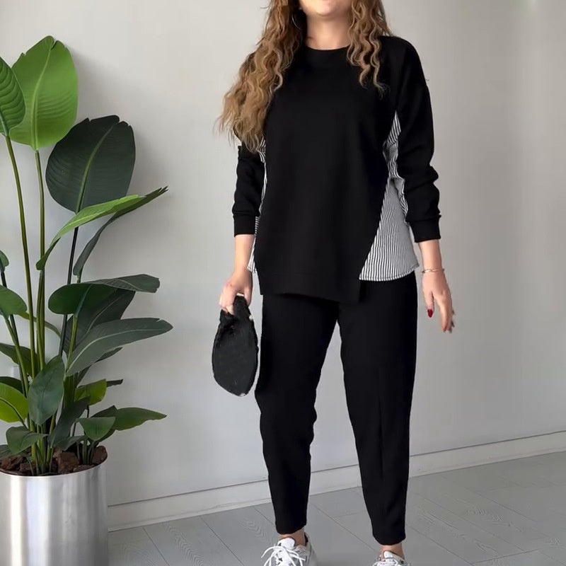 Dames Set Asymmetrische Top en Broek Zomer Modieus
